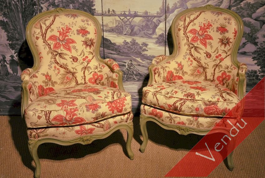 Paire de bergères Louis XV estampille de Fromageau