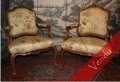 Paire de fauteuils Louis XV à dossiers plats