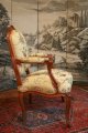 Paire de fauteuils Louis XV à dossiers plats